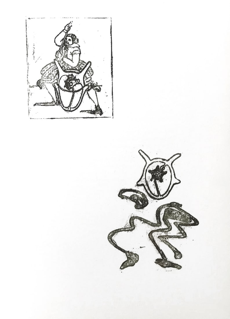 Max Ernst Original Lithograph Pork chops and plum pudding-4: Title: Max Ernst Original Lithograph Pork chops and plum pudding-4 Description: Medium: Original Lithograph Marks: Not signed, not numbered Paper: 13 x 9.5 inch Printed: 1970 Provenance: Suite Lewis