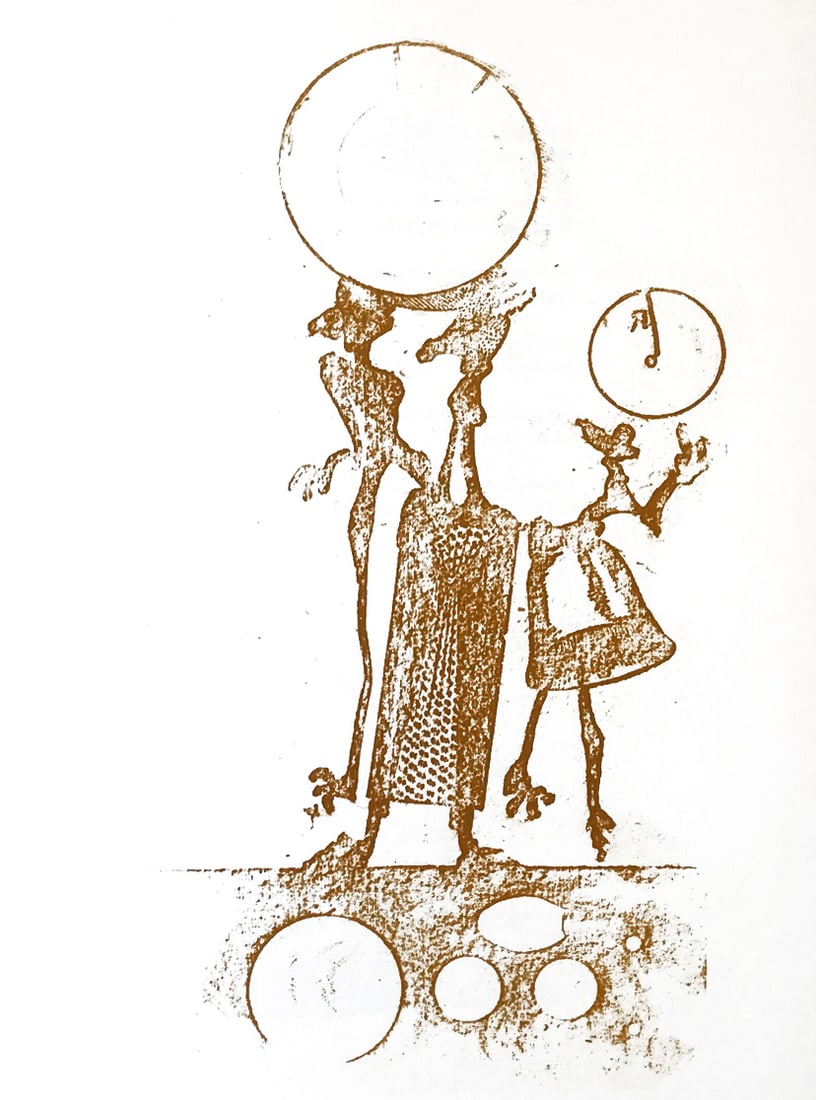 Max Ernst Original Lithograph Pork chops and plum pudding-2: Title: Max Ernst Original Lithograph Pork chops and plum pudding-2 Description: Medium: Original Lithograph Marks: Not signed, not numbered Paper: 13 x 9.5 inch Printed: 1970 Provenance: Suite Lewis C