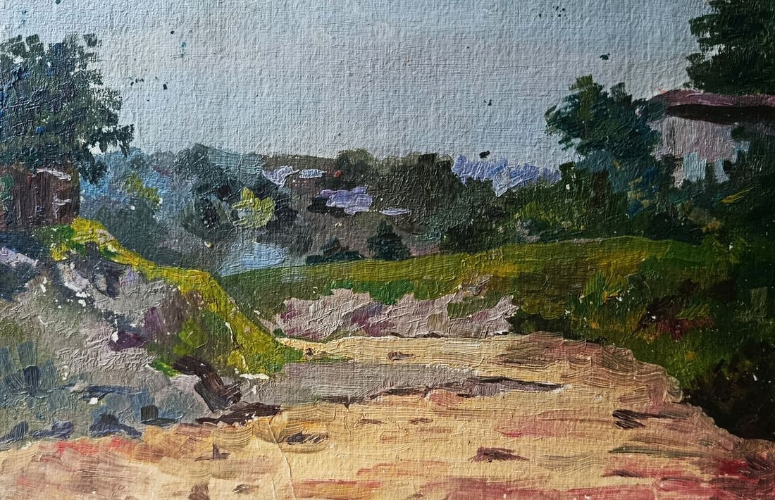 Oil painting A walk along a summer path Unknown artist: Title: Oil painting A walk along a summer path Unknown artist Description: Verne 456*** ABOUT THIS PAINTING **** TITLE: "A walk along a summer path"* ARTISTS: Unknown artist* SIZE: 22x35 cm/'8.66x13.7