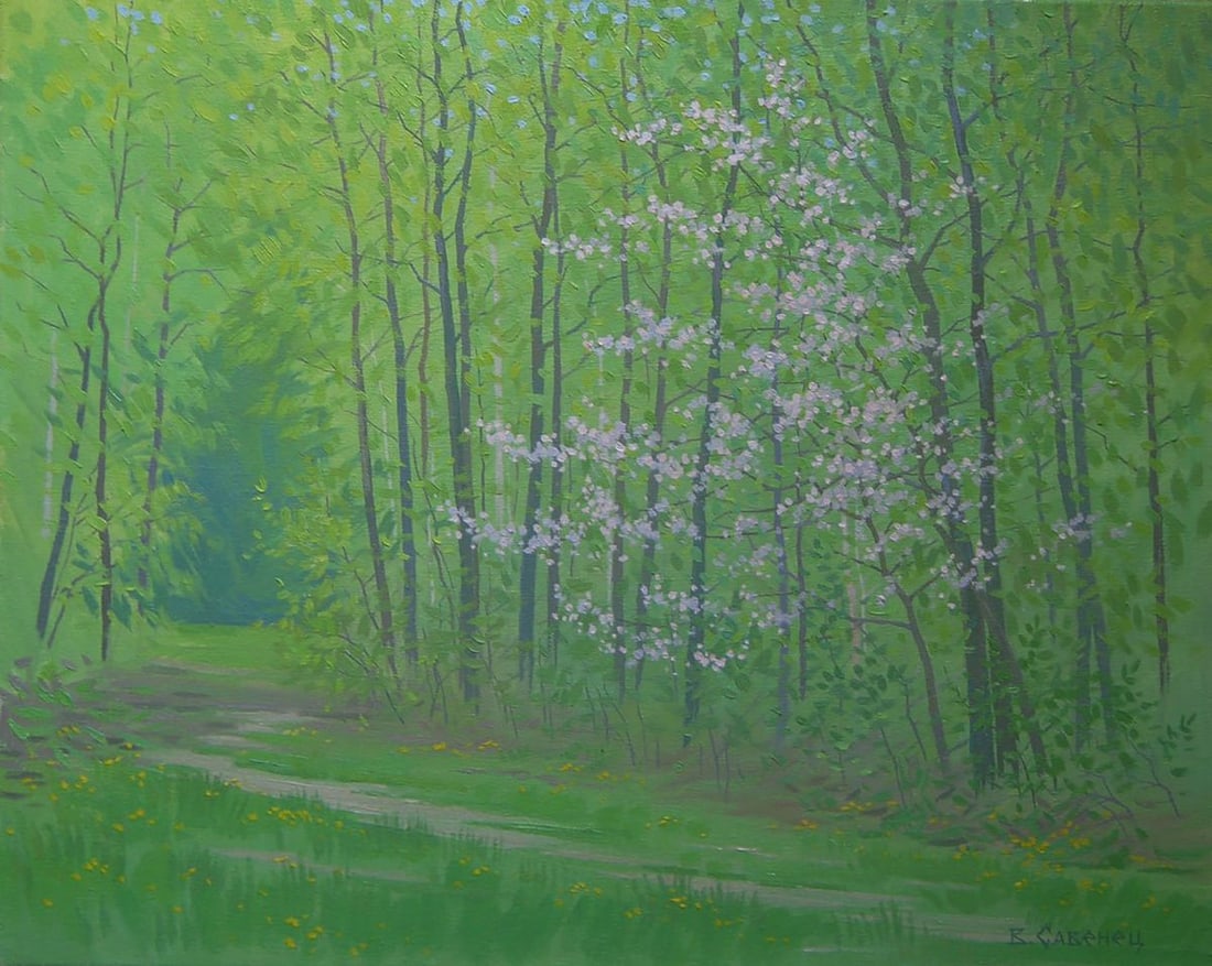 Oil painting April nature Valery Savenets: Title: Oil painting April nature Valery Savenets Description: Sav 333*** ABOUT THIS PAINTING **** TITLE: "April nature"* ARTISTS: Valery Savenets* SIZE: 40x50 cm/'15.74x19.68 inches'* MEDIUM: oil, can