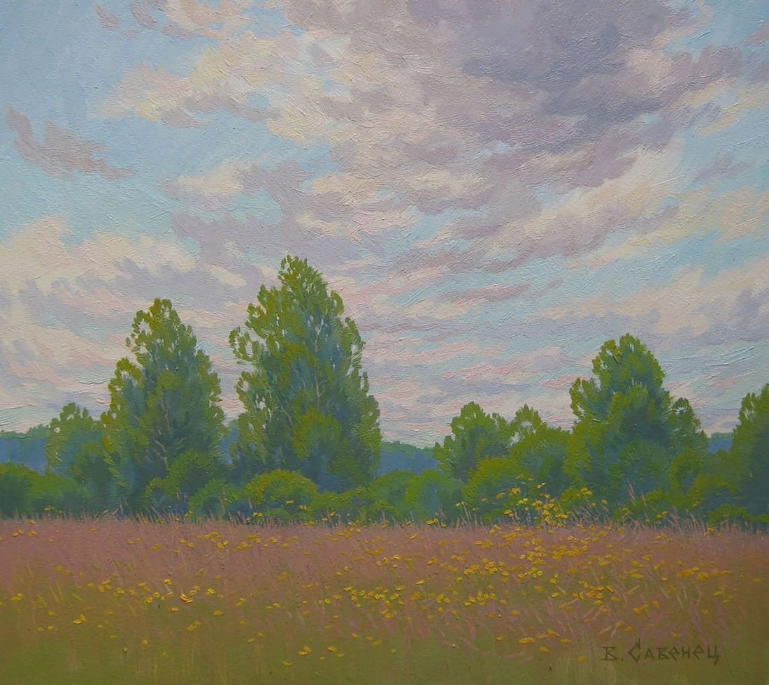 Oil painting Summer nature Valery Savenets: Title: Oil painting Summer nature Valery Savenets Description: Sav 347*** ABOUT THIS PAINTING **** TITLE: "Summer nature"* ARTISTS: Valery Savenets* SIZE: 35x40 cm/'13.77x15.74 inches'* MEDIUM: oil, h