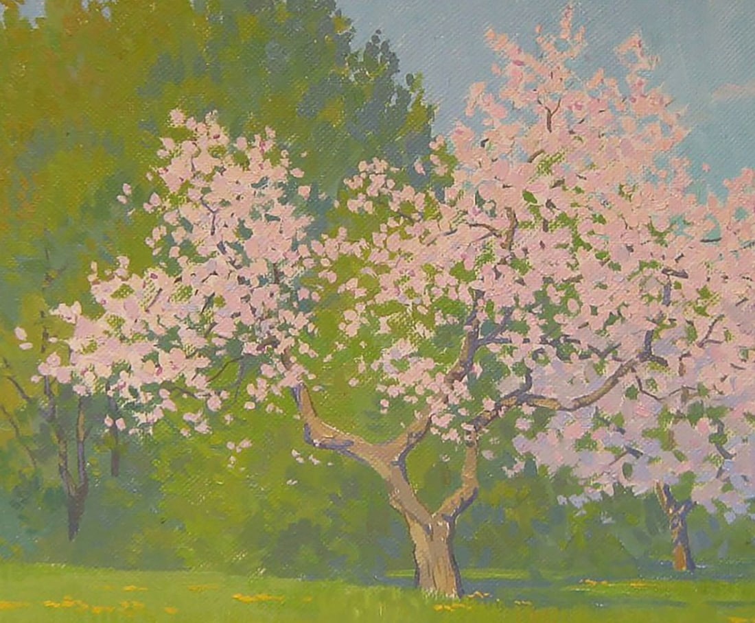 Oil painting The old apple tree is blooming Valery Savenets - 6
