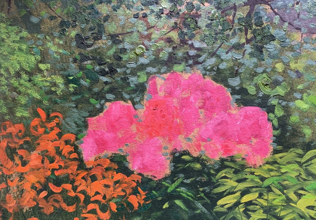 Oil painting Flowers among the forest leaves Ivan Tsyupka - 6