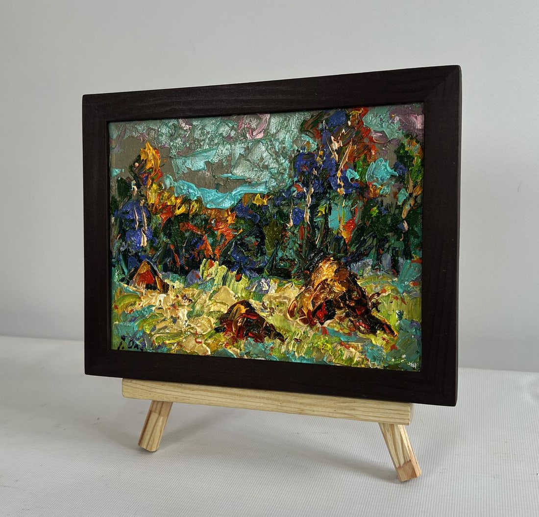 Oil painting Haystacks in the field Alex Kalenyuk - 2