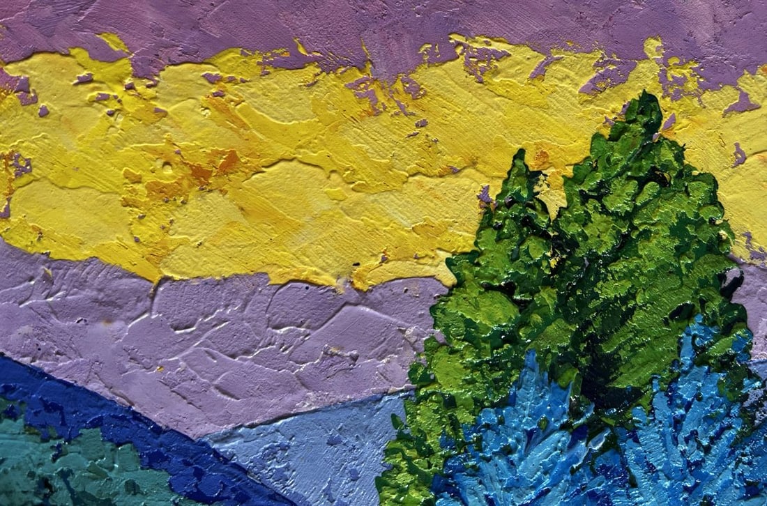 Oil painting Yellow sunset beyond the horizon V. Zadorozhnya - 4