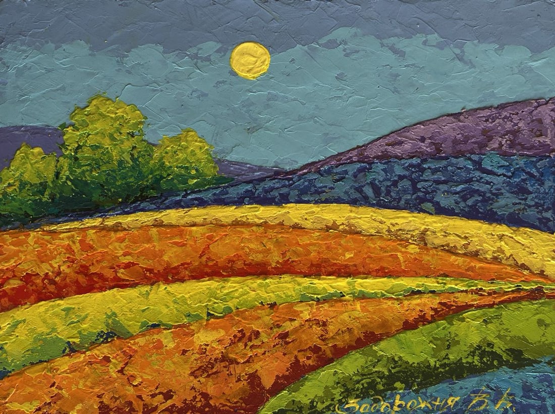 Oil painting In the field observing beauty V. Zadorozhnya - 3