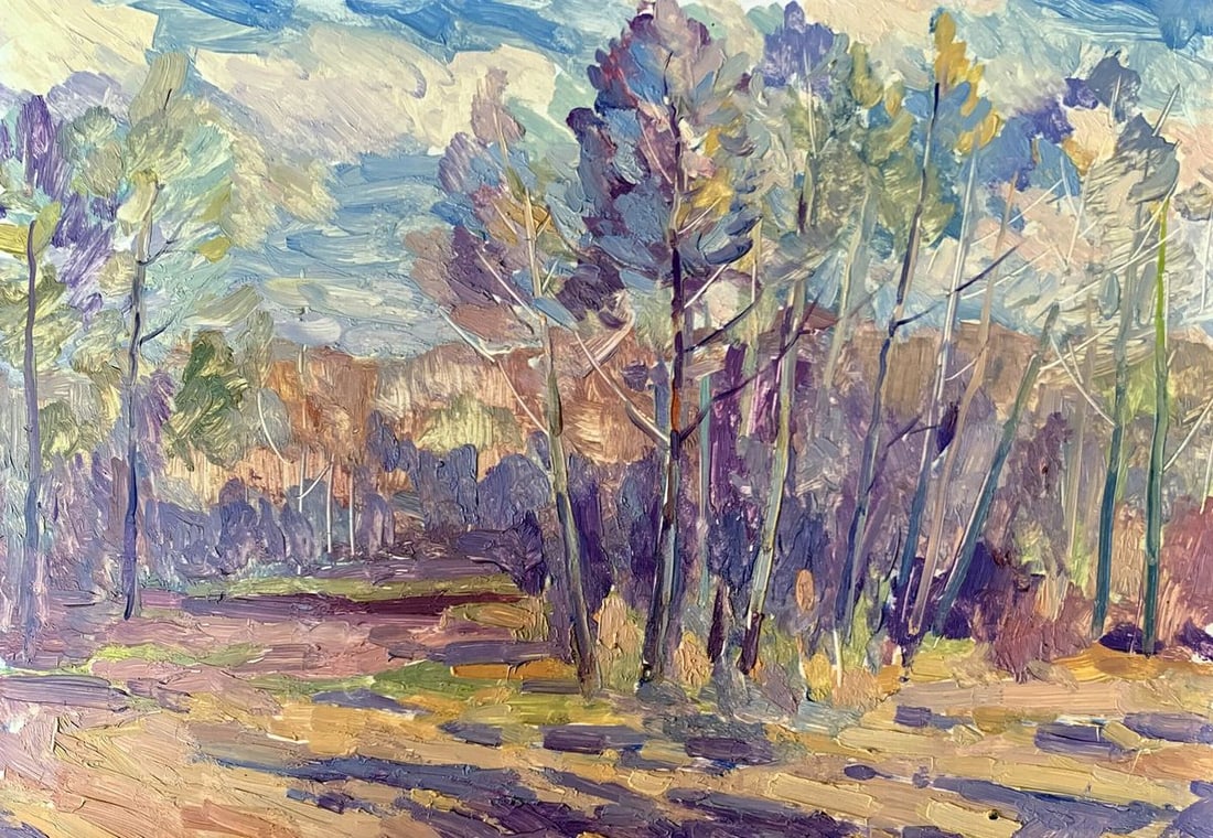 Oil painting Hot day in the forest Peter Tovpev (1 of 12)