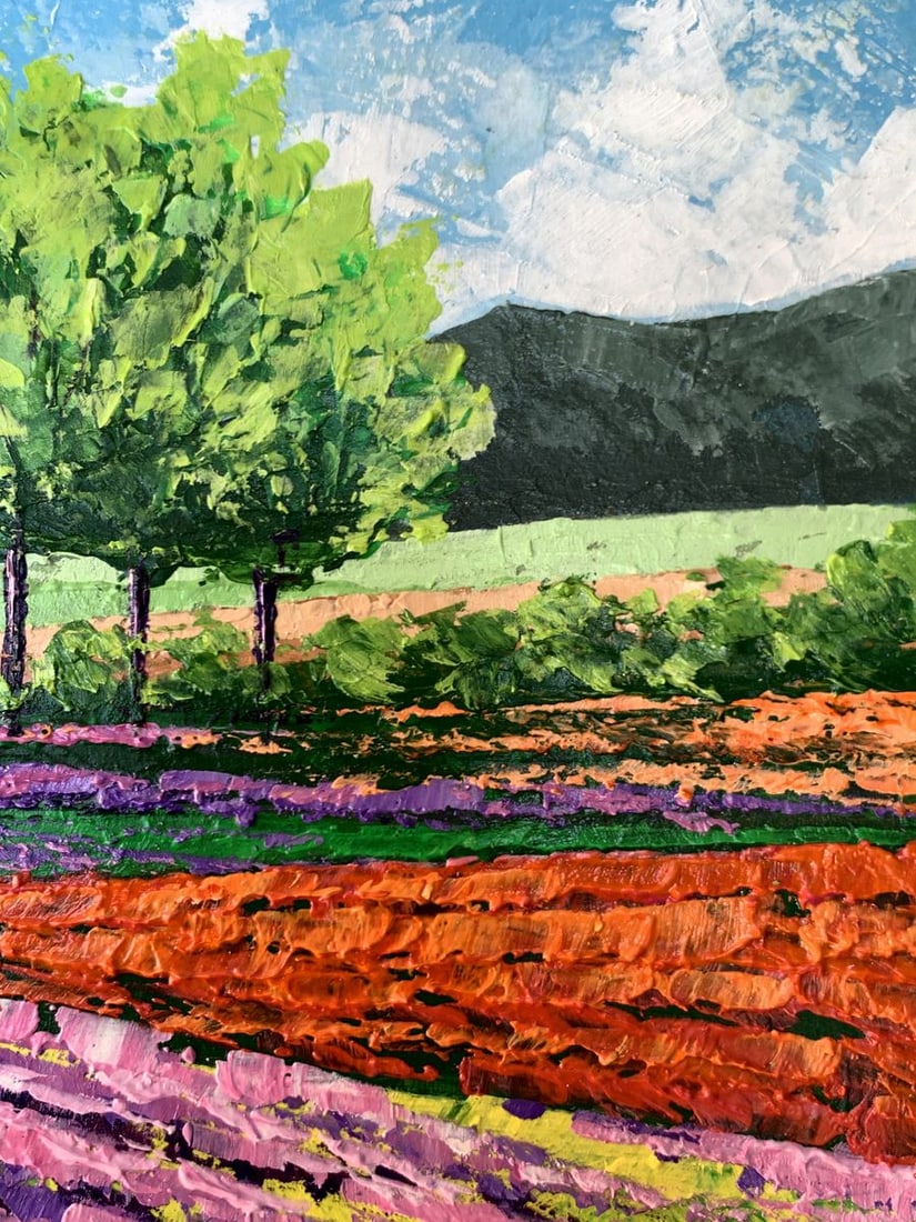 Oil painting Flower fields near the mountains V. Zadorozhnya - 10
