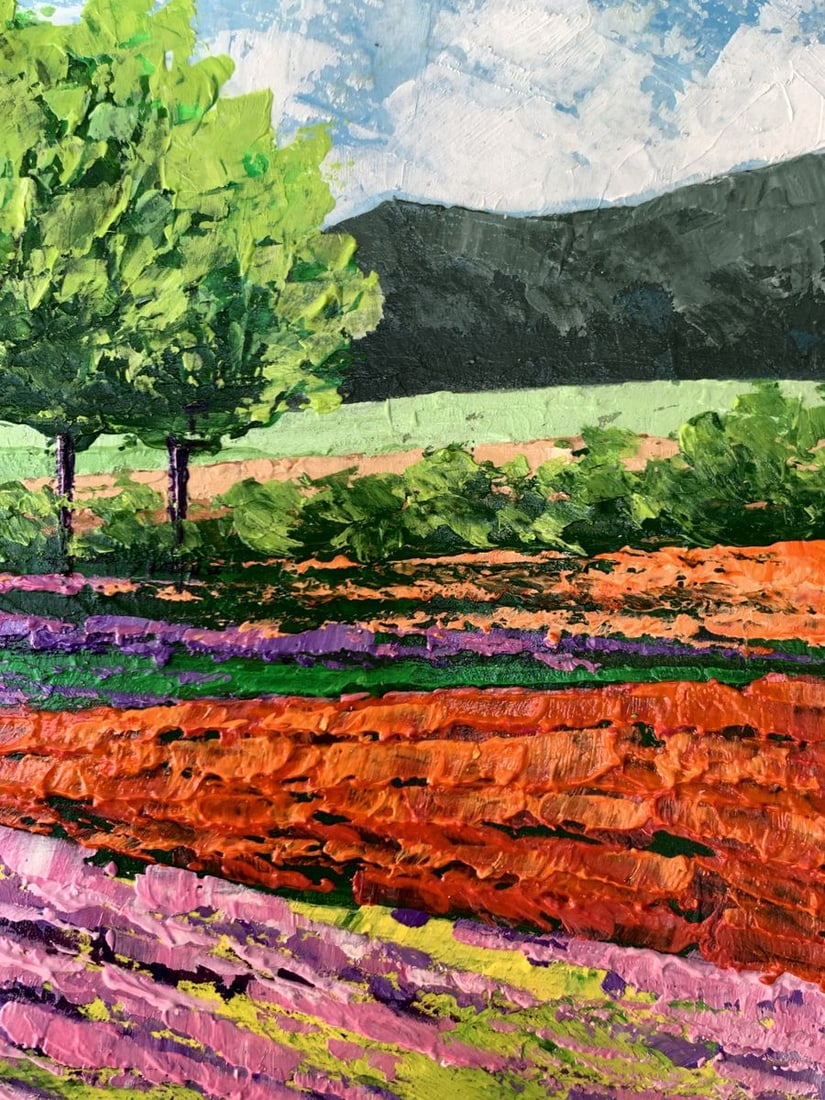 Oil painting Flower fields near the mountains V. Zadorozhnya - 11
