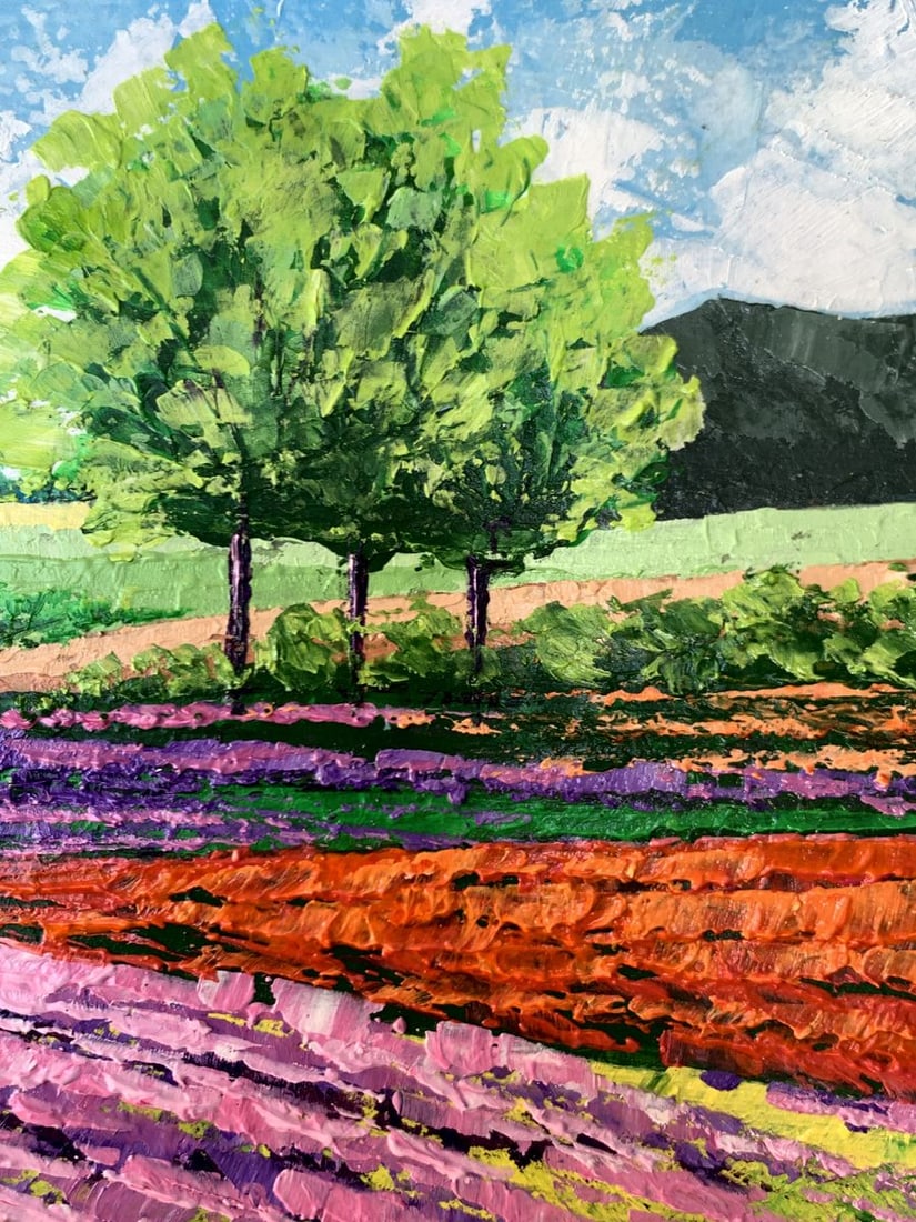 Oil painting Flower fields near the mountains V. Zadorozhnya - 8