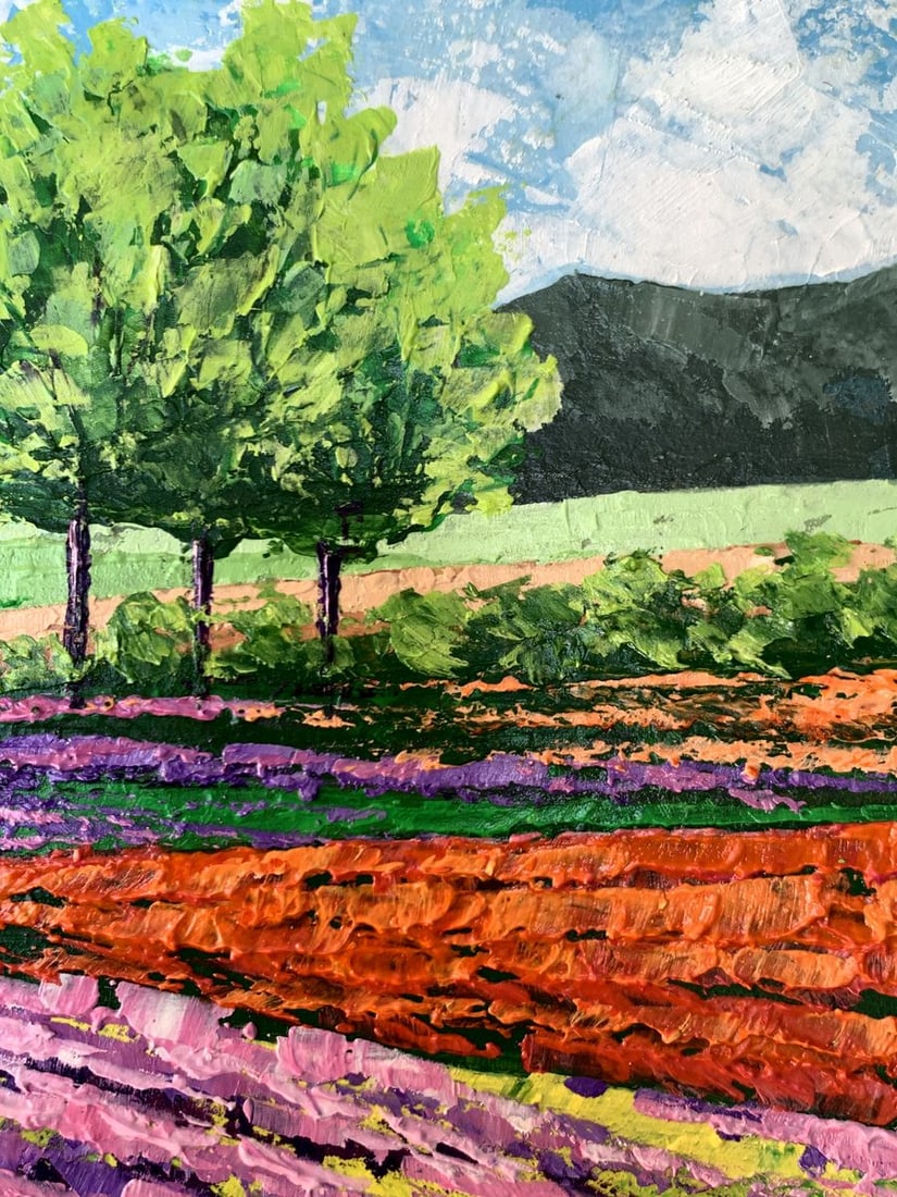 Oil painting Flower fields near the mountains V. Zadorozhnya - 9