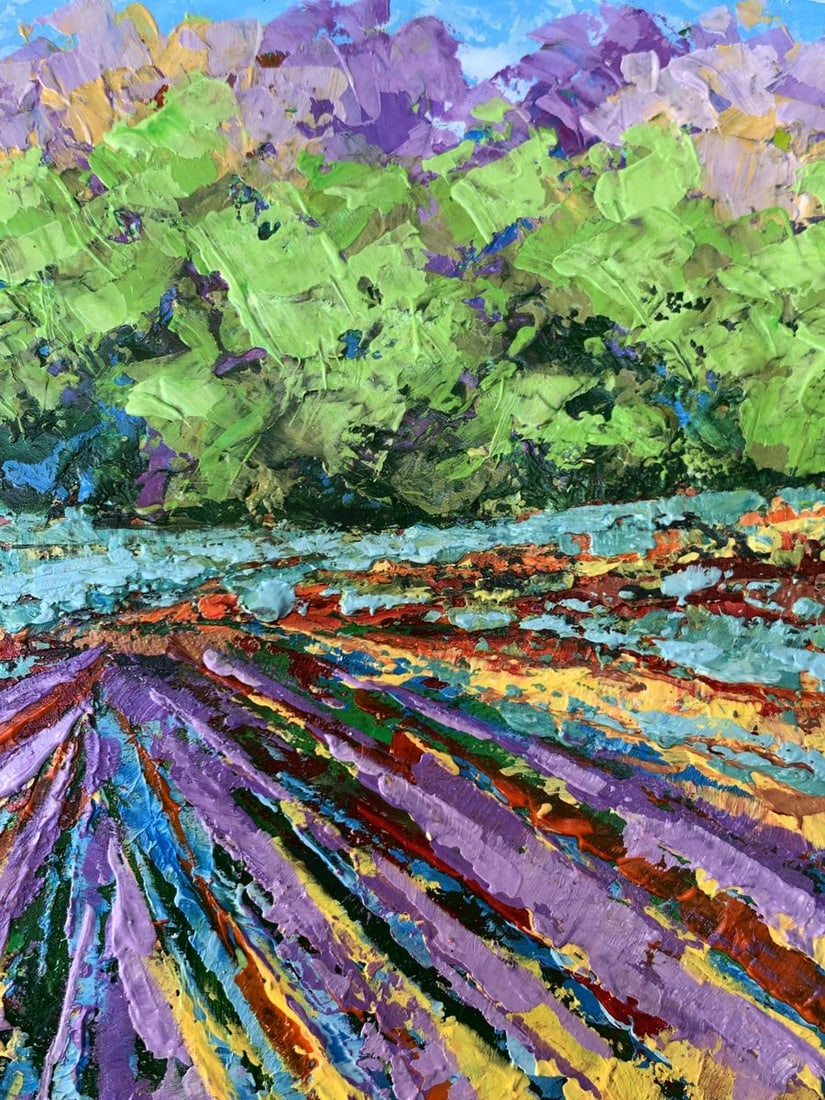 Oil painting Sunny field near the forest V. Zadorozhnya - 7