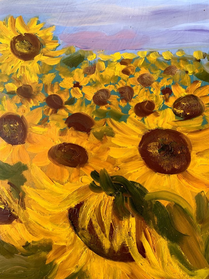 Oil painting Sunflowers along the road Valentina Simashchuk - 11
