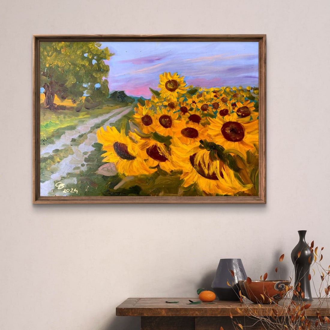 Oil painting Sunflowers along the road Valentina Simashchuk - 2