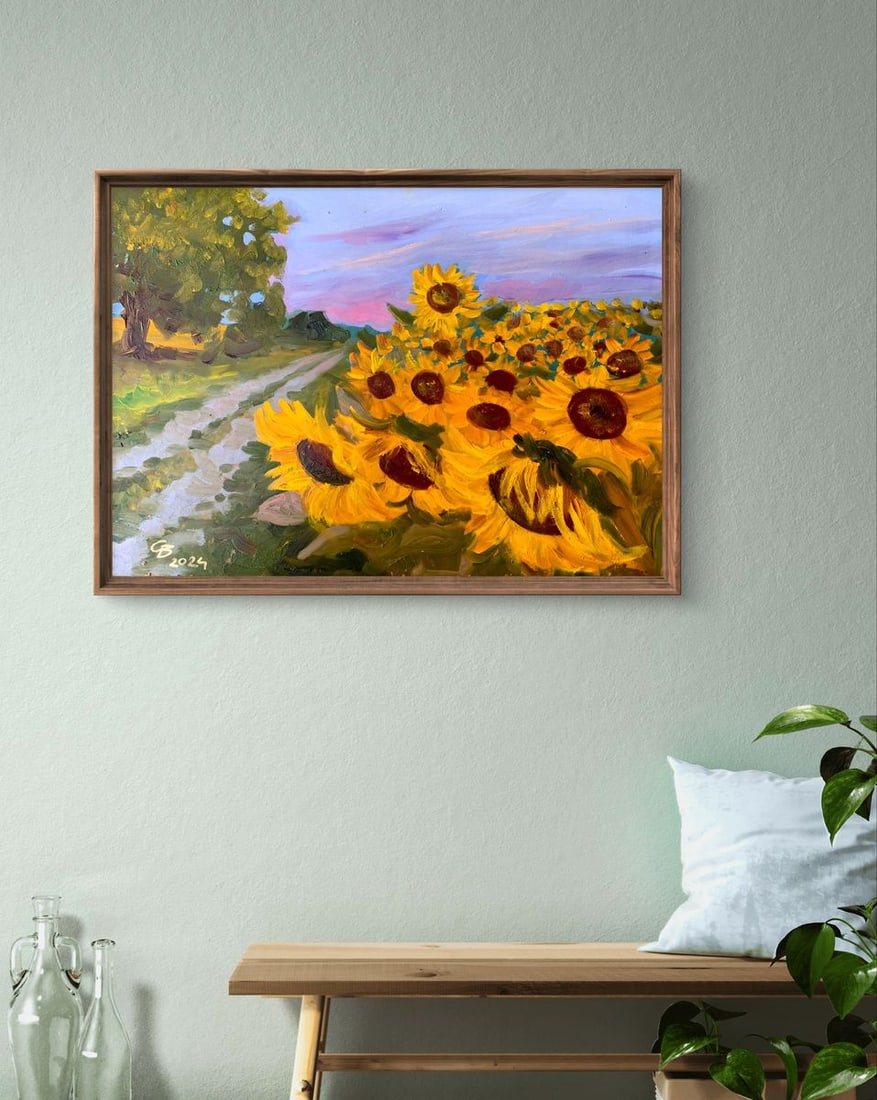 Oil painting Sunflowers along the road Valentina Simashchuk - 3