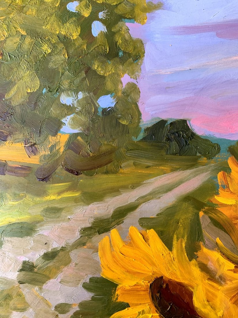Oil painting Sunflowers along the road Valentina Simashchuk - 4