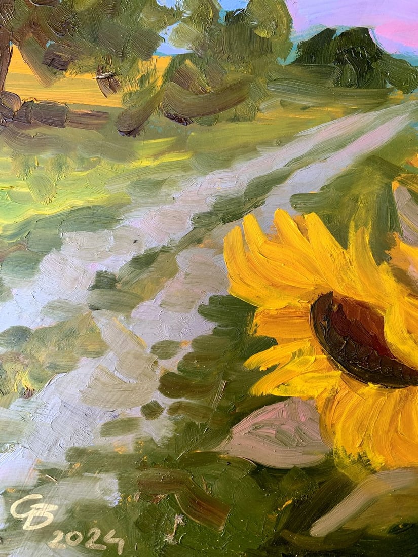 Oil painting Sunflowers along the road Valentina Simashchuk - 5
