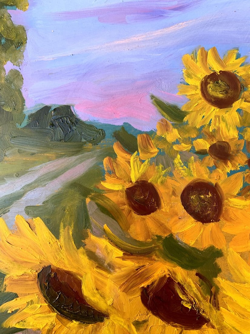 Oil painting Sunflowers along the road Valentina Simashchuk - 6