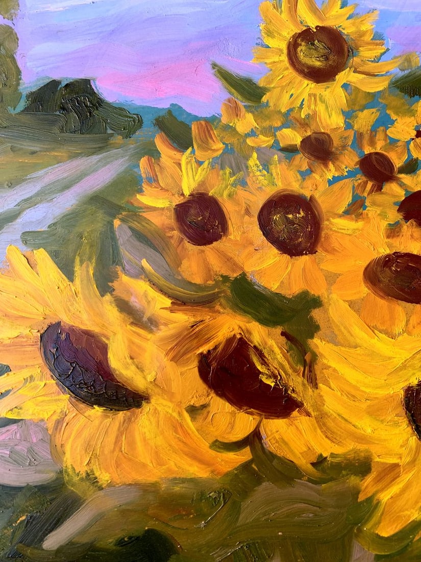 Oil painting Sunflowers along the road Valentina Simashchuk - 7