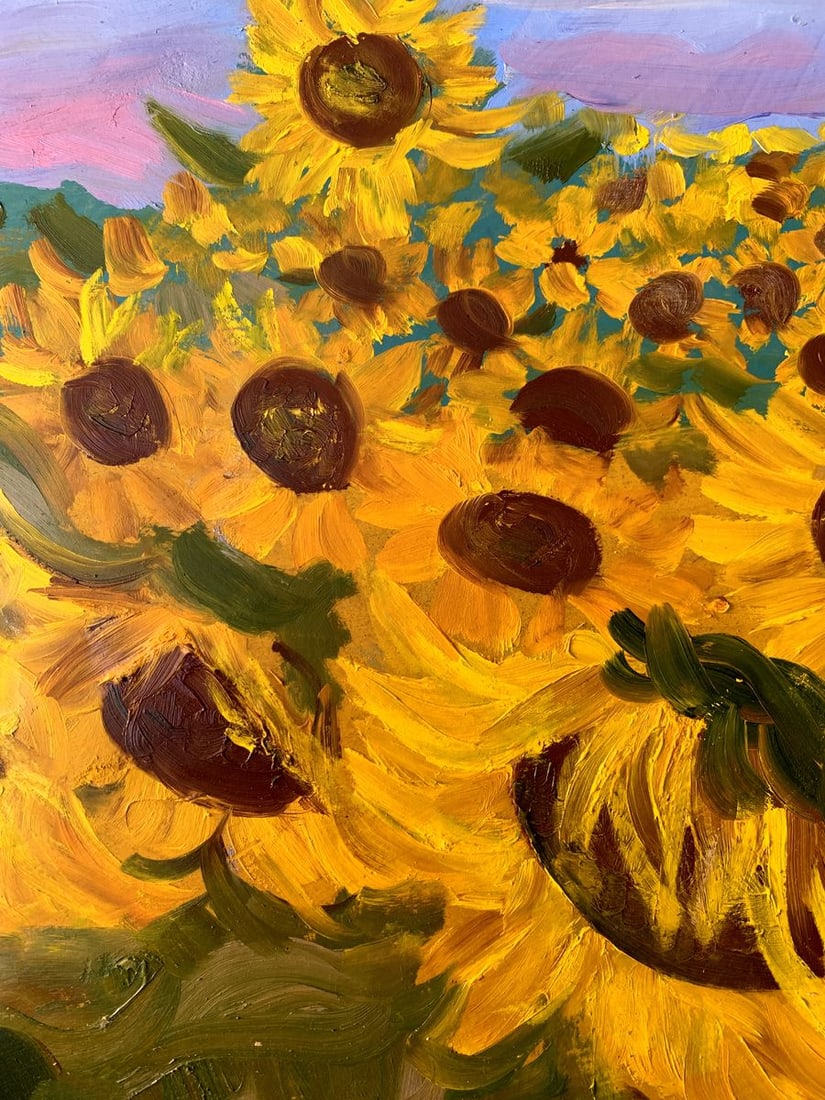 Oil painting Sunflowers along the road Valentina Simashchuk - 9