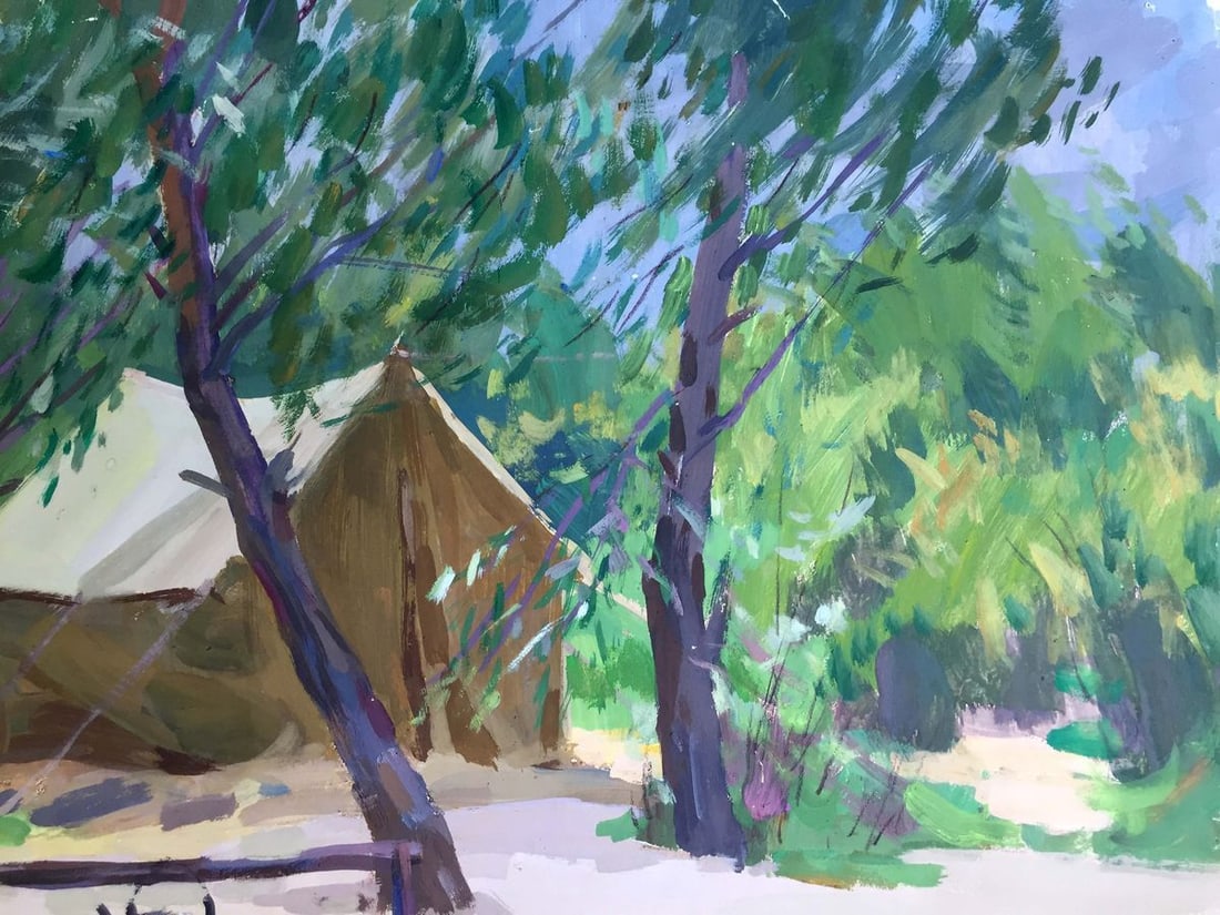 Gouache painting Camp in the woods Chernikov Vladimir Mikhailovich - 7