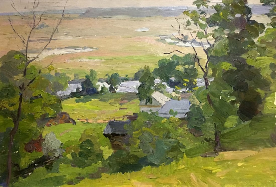 Oil painting Landscape of the village Gantman Moisey Faibovich: Title: Oil painting Landscape of the village Gantman Moisey Faibovich Description: Verns 162 *** ABOUT THIS PAINTING *** * TITLE: "Landscape of the village" * ARTISTS: Gantman Moisey Faibovich * SIZE: