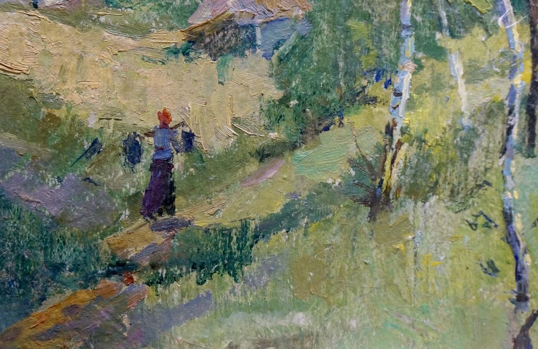 Oil painting Camping in the woods - 2