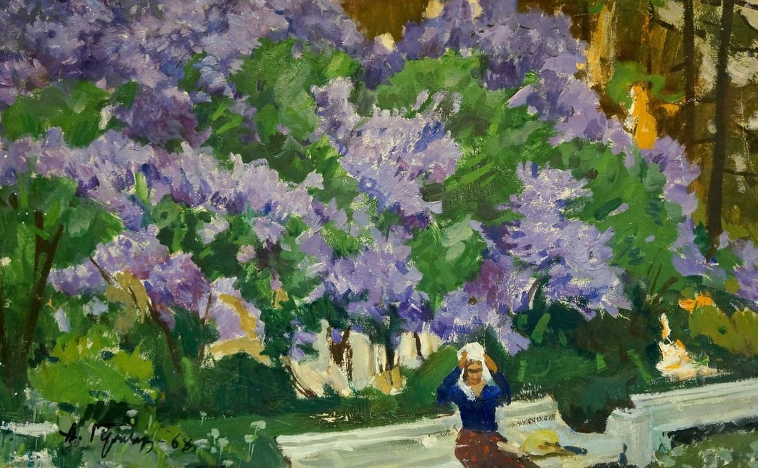 Oil painting Among the lilacs Gulyayev A. G.: Title: Oil painting Among the lilacs Gulyayev A. G. Description: Verns 204 *** ABOUT THIS PAINTING *** * TITLE: "Among the lilacs" * ARTISTS: Gulyayev A. G. * SIZE: 50x80 cm/'19.68x31.49 inches' *
