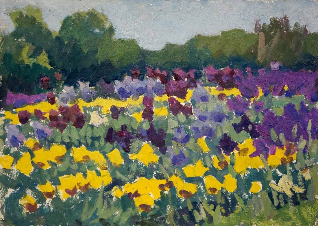 Oil painting Flower field Pokulity Konstantin Ivanovich: Title: Oil painting Flower field Pokulity Konstantin Ivanovich Description: Verns 335 *** ABOUT THIS PAINTING *** * TITLE: "Flower field" * ARTISTS: Pokulity Konstantin Ivanovich * SIZE: 36x50 cm/'14.