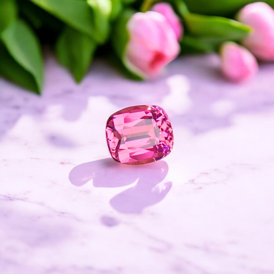 Pink Tourmaline Ring Stone, Natural Tourmaline Loose Stone For Ring: Title: Pink Tourmaline Ring Stone, Natural Tourmaline Loose Stone For Ring Description: Dimensions (mm) 7 x 6.2 x 4.2 mm Weight (cts) 1.25 Cushion Colours Description Pink Tourmaline Ring Stone, Natur