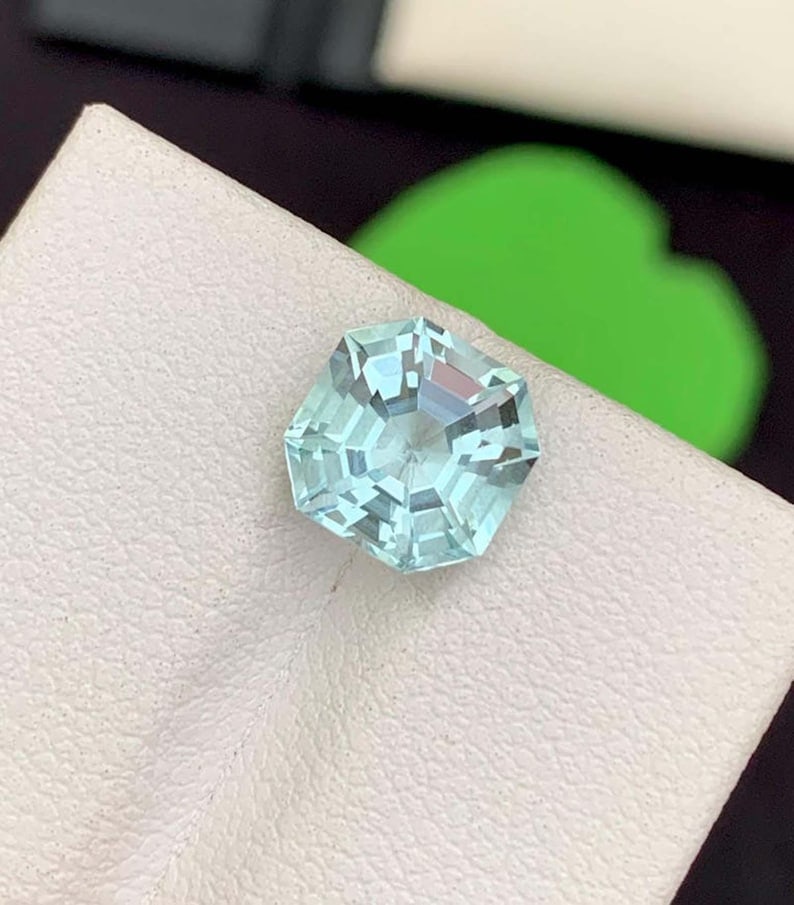 Natural Aquamarine Gemstone, Asscher Cut Aquamarine Loos Gemstones March Birthstone (1 of 6)