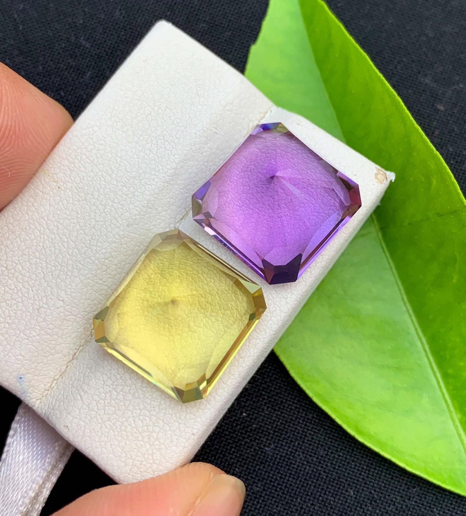 Amethyst Citrine Gemstone Pair: Fancy Cut February Birthstone, 27.50 Carat - 2