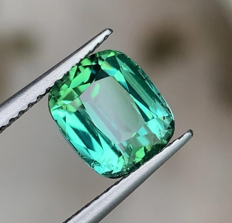 2.945 Carat Bluish Green Tourmaline Gemstone, Cushion Cut Tourmaline Stone From Afghanistan: Title: 2.945 Carat Bluish Green Tourmaline Gemstone, Cushion Cut Tourmaline Stone From Afghanistan Description: Gemstone: Tourmaline Carat weight: 2.945 Weight : 2.945 Carats. Dimension : 8.6 X 7.5 X