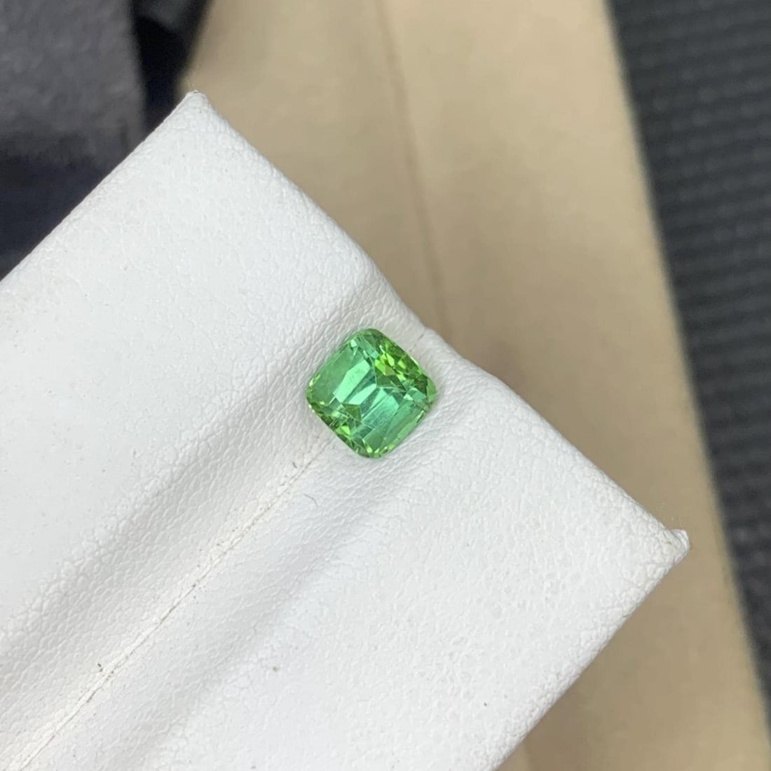 Natural Mint Green Tourmaline Gemstone Faceted Cushion Cut From Afghanistan - 1.135 Carat - 12
