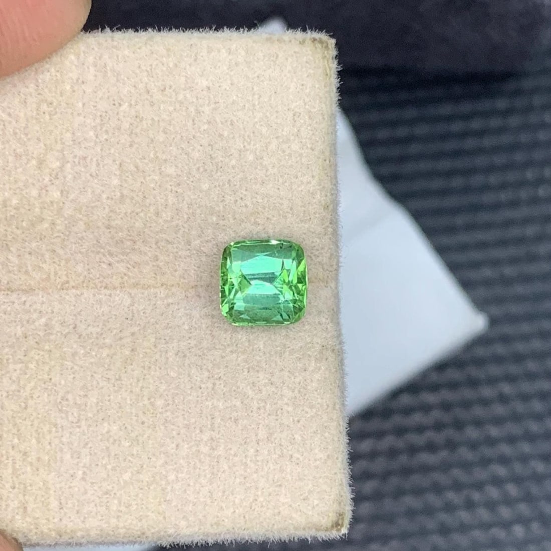 Natural Mint Green Tourmaline Gemstone Faceted Cushion Cut From Afghanistan - 1.135 Carat - 13