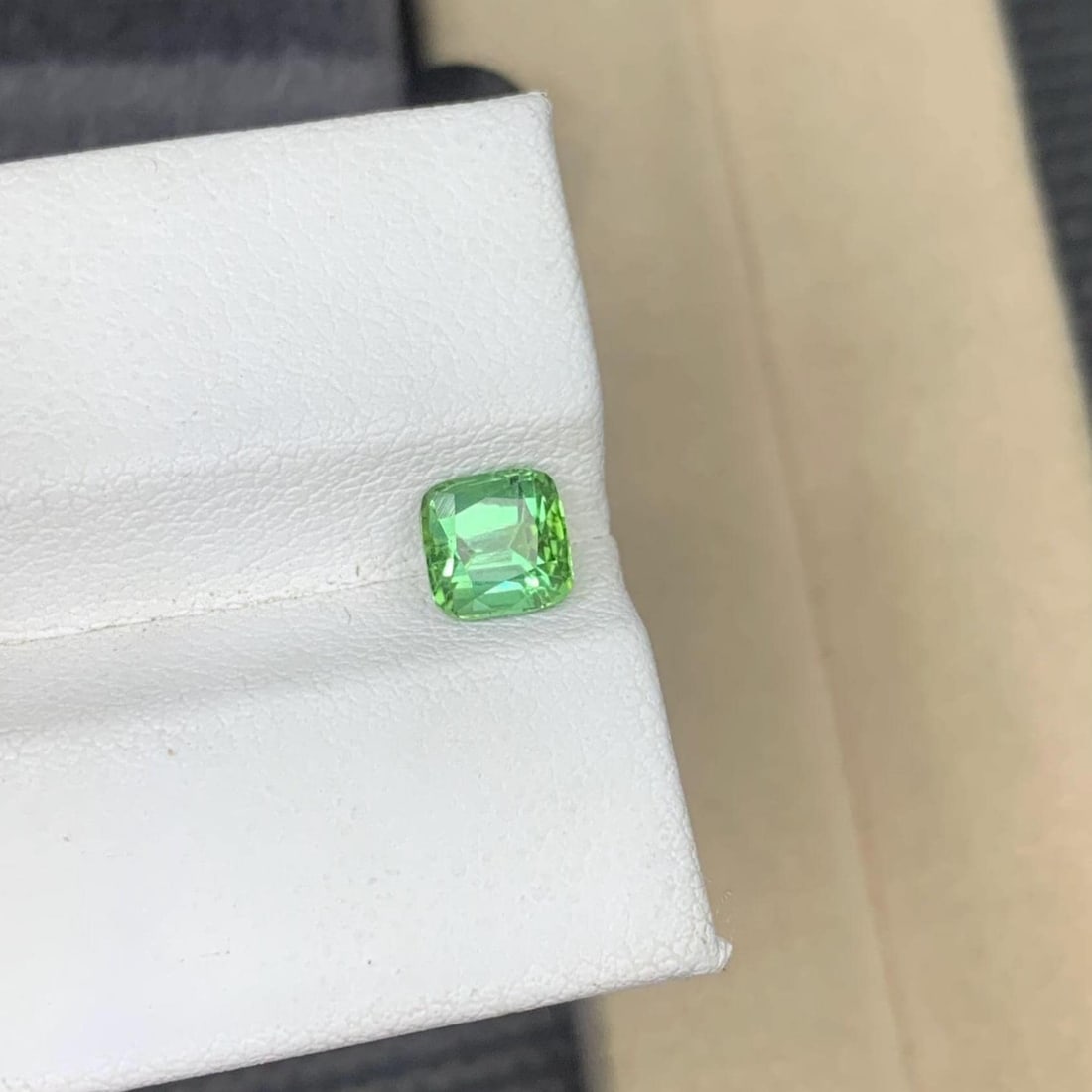 Natural Mint Green Tourmaline Gemstone Faceted Cushion Cut From Afghanistan - 1.135 Carat - 14