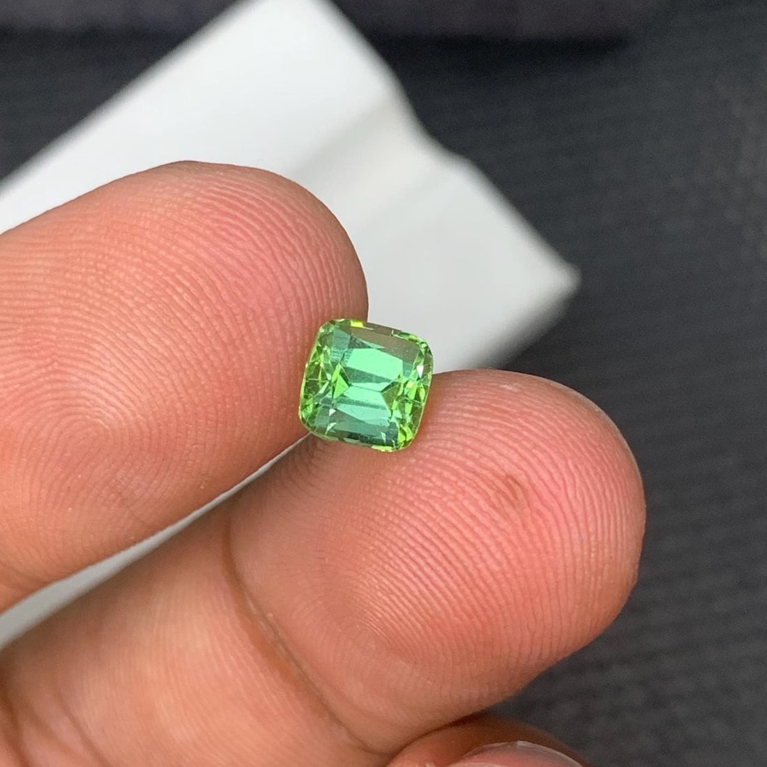 Natural Mint Green Tourmaline Gemstone Faceted Cushion Cut From Afghanistan - 1.135 Carat: Title: Natural Mint Green Tourmaline Gemstone Faceted Cushion Cut From Afghanistan - 1.135 Carat Description: Gemstone: Tourmaline Carat weight: 1.135 : • Weight : 1.135 carat • Dimension