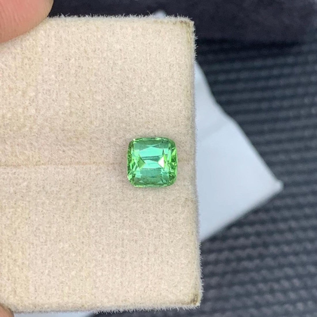 Natural Mint Green Tourmaline Gemstone Faceted Cushion Cut From Afghanistan - 1.135 Carat - 2