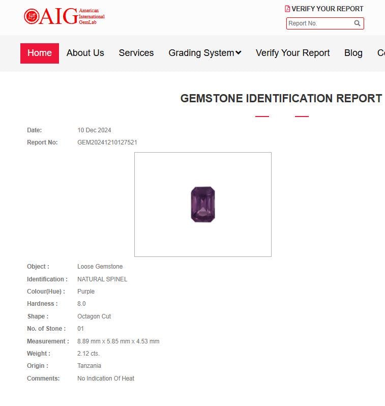 2.12 Carat Natural Violet Purple Spinel – Emerald Step Cut Gemstone - 2