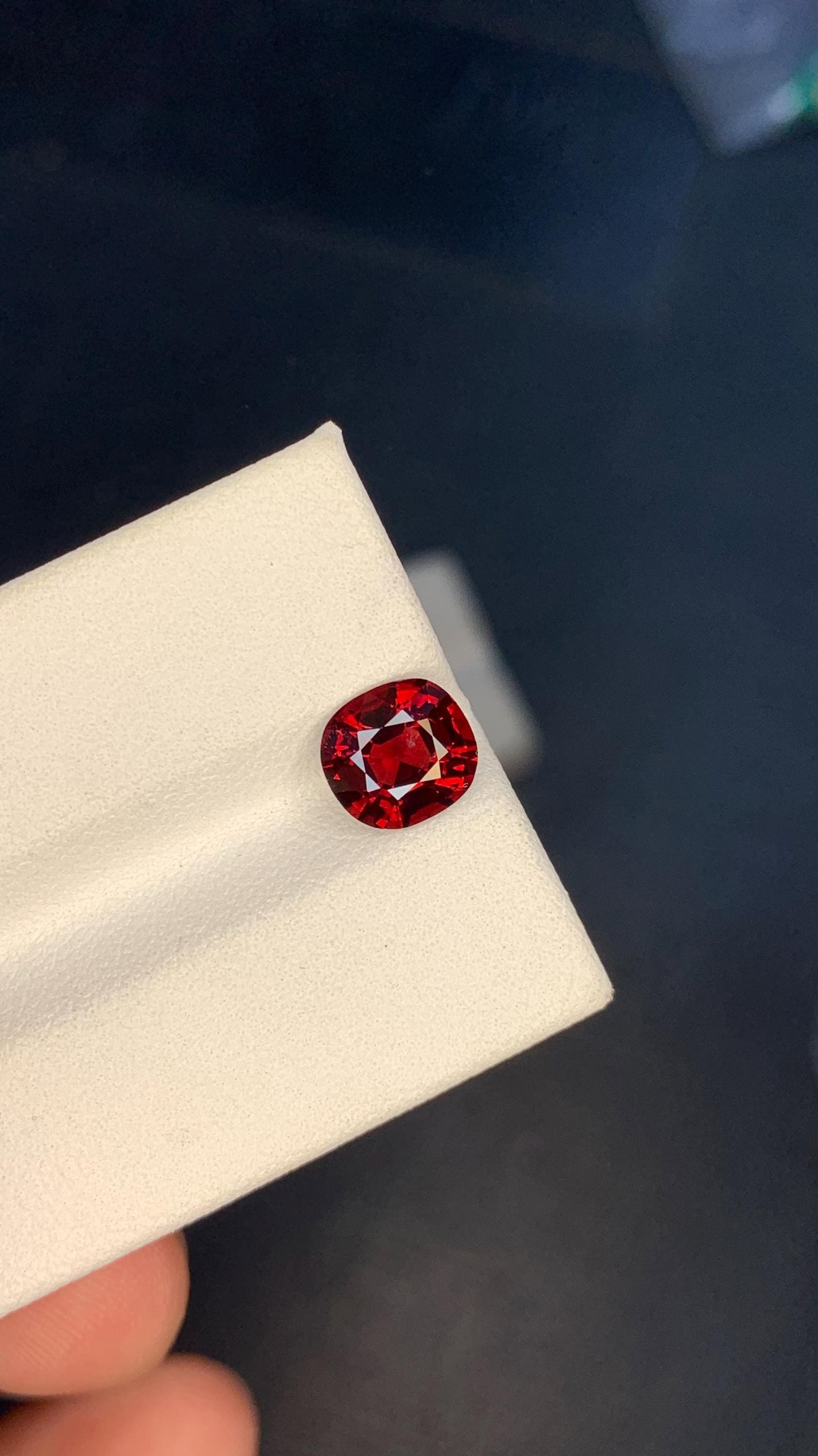 Burma Red Spinel Cushion Cut Gemstone For Wedding Jewelry- 1.87 Carat: Title: Burma Red Spinel Cushion Cut Gemstone For Wedding Jewelry- 1.87 Carat Description: Gemstone: Spinel Carat weight: 1.87 • Weight : 1.87 carat • Dimension : 7.7*7.1*4.5 mm • Col