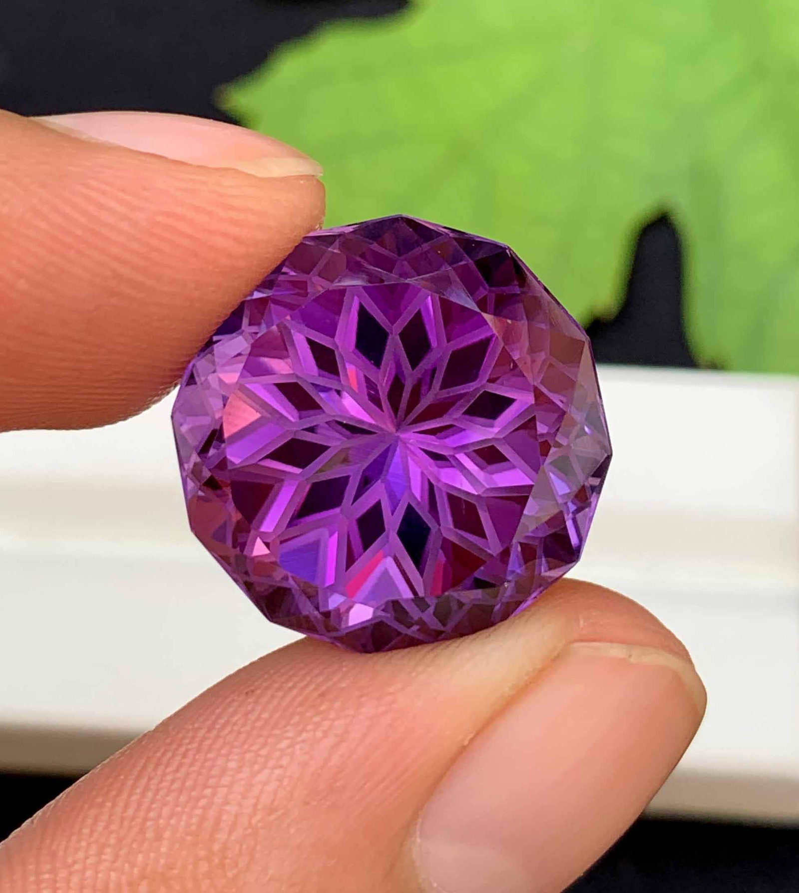 Natural Amethyst Gemstone: Precision Flower Cut, 30 Carats, February Birthstone - 11