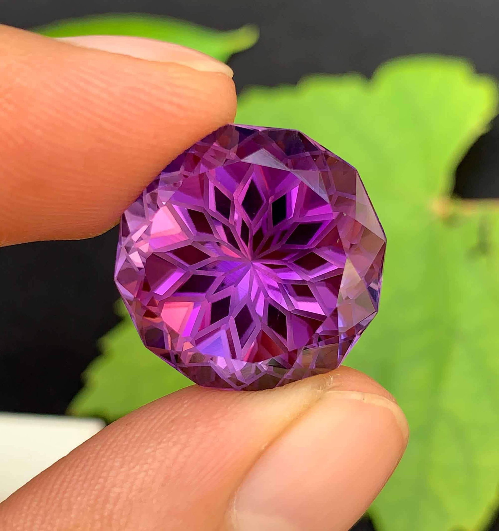 Natural Amethyst Gemstone: Precision Flower Cut, 30 Carats, February Birthstone - 2