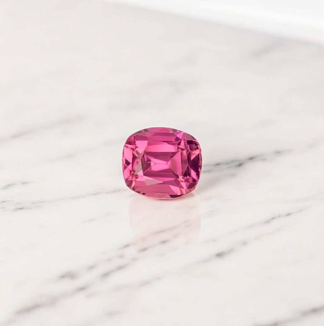 Deep Pink Tourmaline Ring Stone, Natural Tourmaline Gemstone For Ring: Title: Deep Pink Tourmaline Ring Stone, Natural Tourmaline Gemstone For Ring Description: Dimensions (mm) 7 x 6.3 x 4.8 mm Weight (cts) 1.55 Cushion Colours Description Deep Pink Tourmaline Ring Stone
