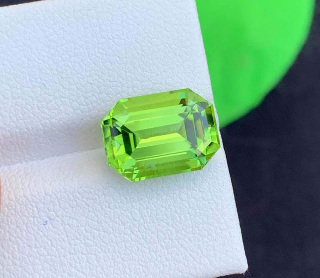Natural Peridot Gemstones, Top Color Emerald Cut Peridot Loose Gemstone From Pakistan, August - 5