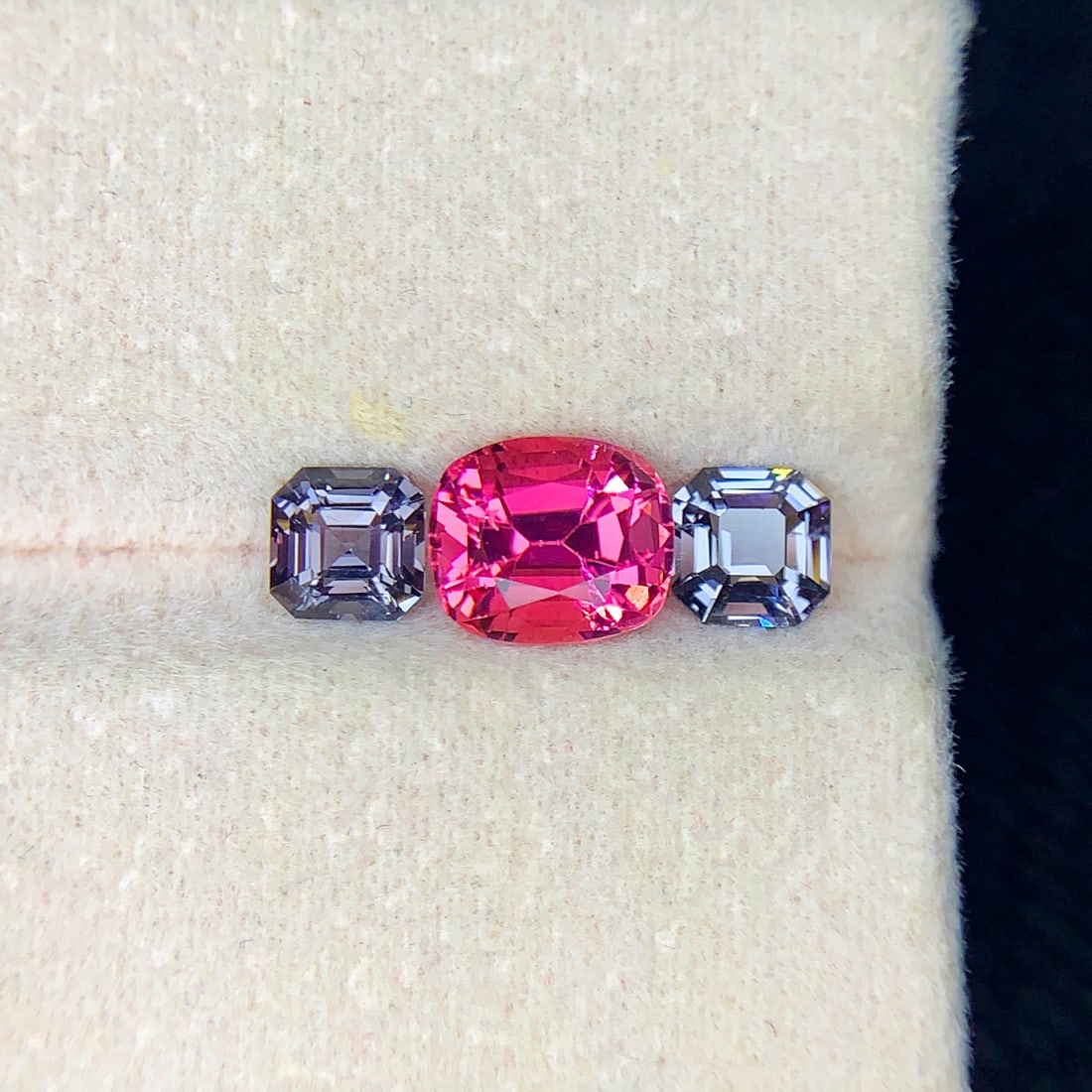 Pink Tourmaline Stone with Grey Spinel Pair, Gemstone Ring Set - 2