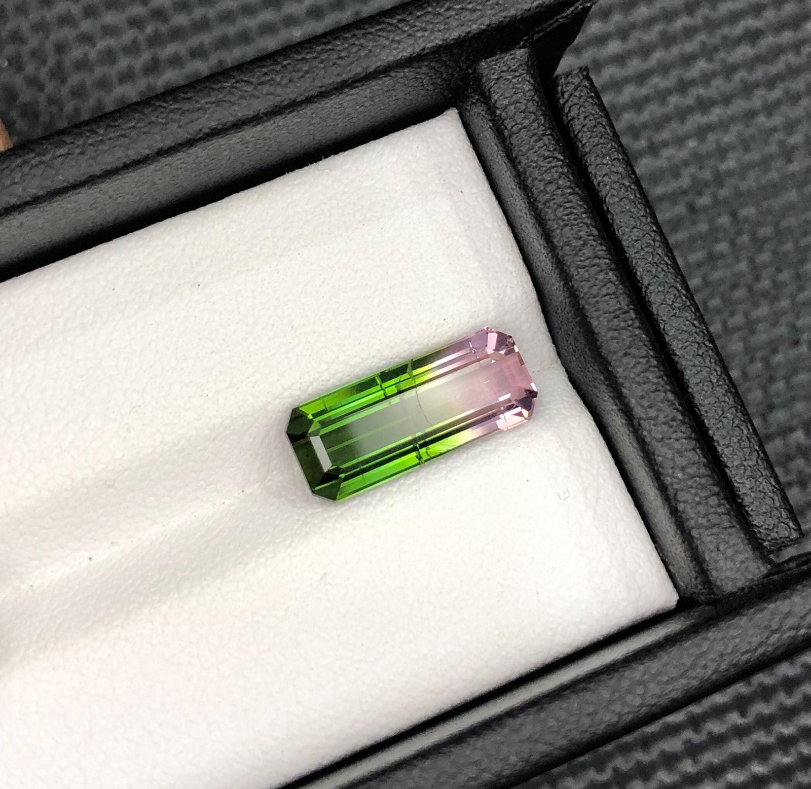 Bicolor Tourmaline Gemstone: Emerald Cut Green & Pink, 3.85 CT (1 of 17)