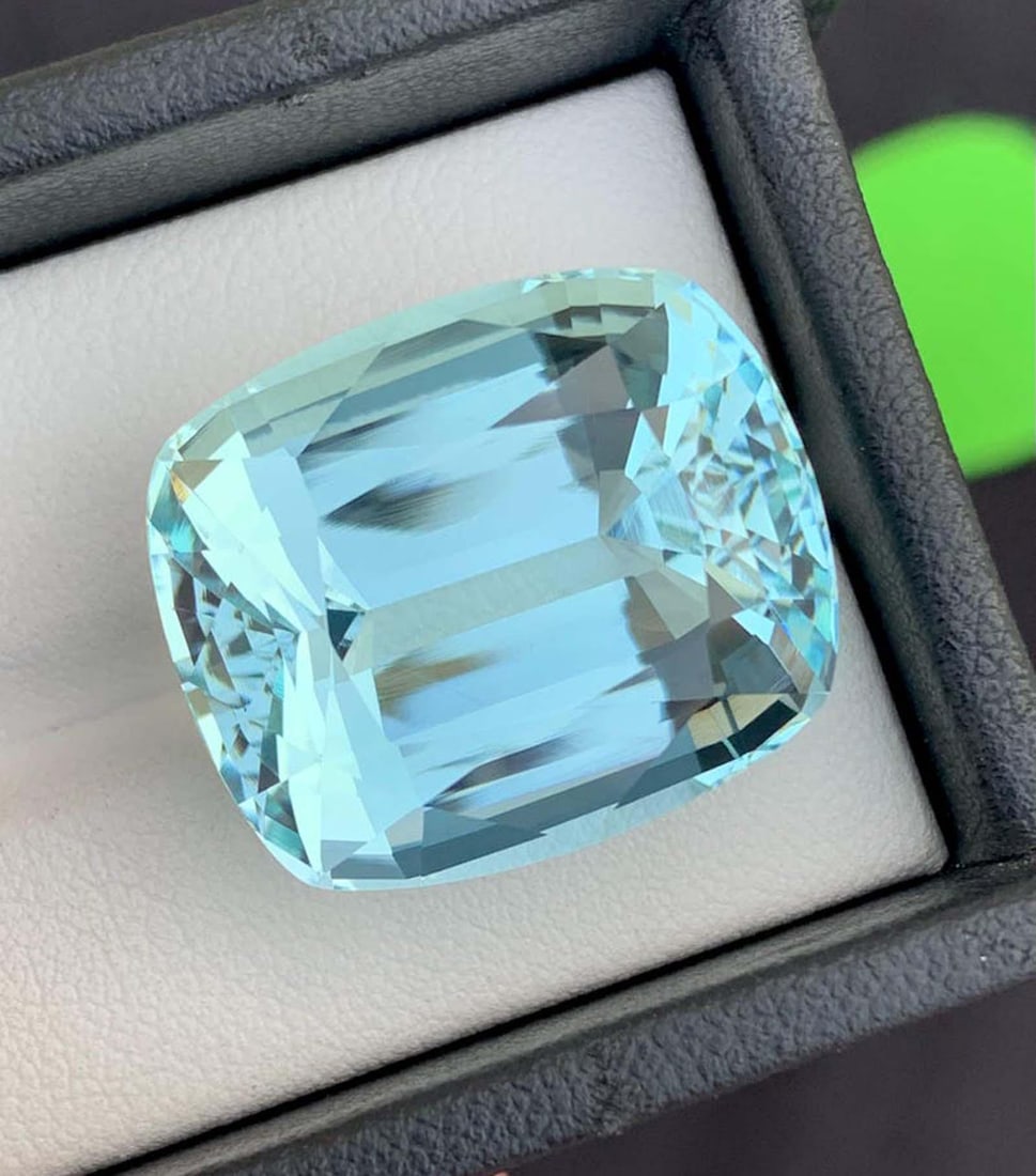 Natural Aquamarine Gemstone: 40.115 Carat Cushion Cut, Pakistan Origin (1 of 13)