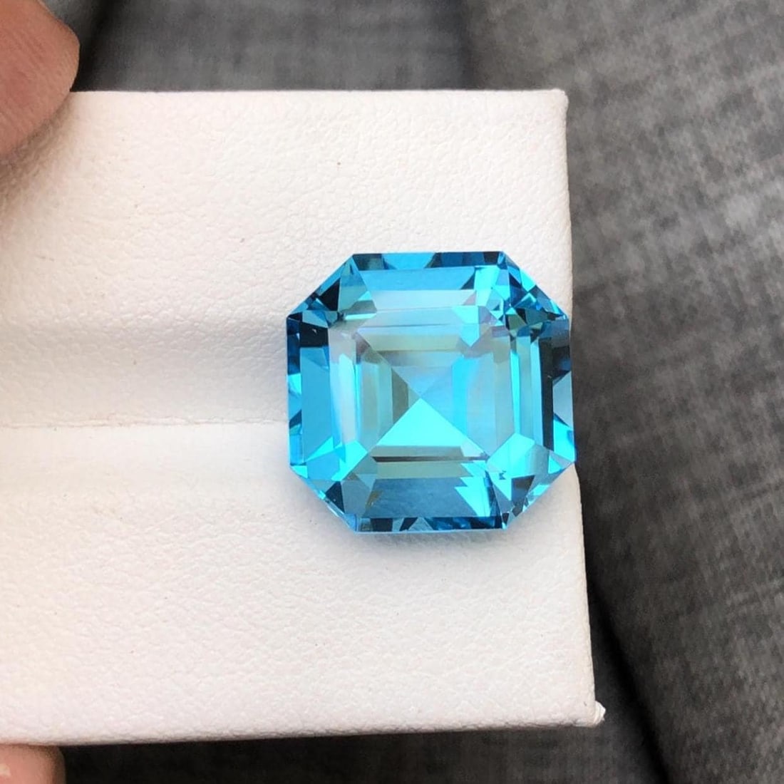 16 Carat Swiss Blue Topaz Loose Gemstone Asscher Cut November Birthstone - 4