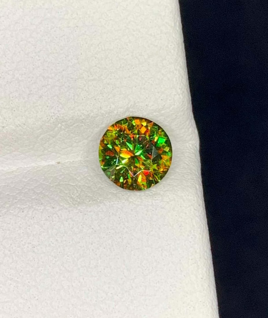 Green Chrome Sphene Gemstone: Round Cut Titanite, June Birthstone - 5