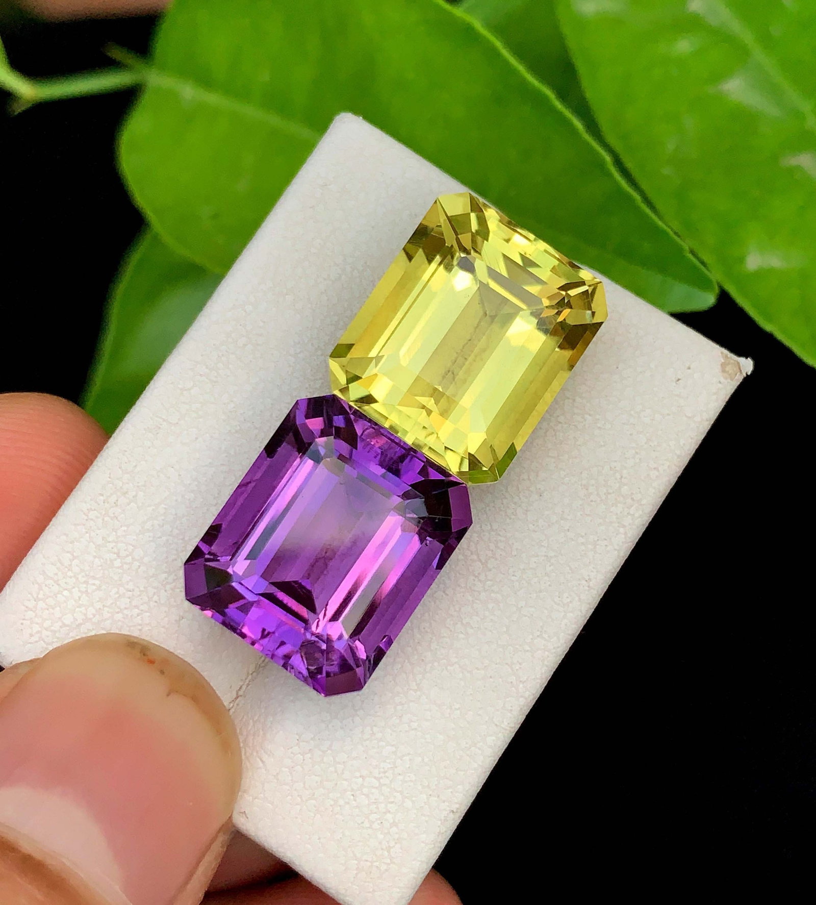 Amethyst Citrine Gemstone Pair: Emerald Cut, February Birthstone (28.00 Carat): Title: Amethyst Citrine Gemstone Pair: Emerald Cut, February Birthstone (28.00 Carat) Description: Gemstone: Amethyst Carat weight: 28.00 Natural Amethyst Gemstone, Fancy Cut Amethyst And Citrine Reve